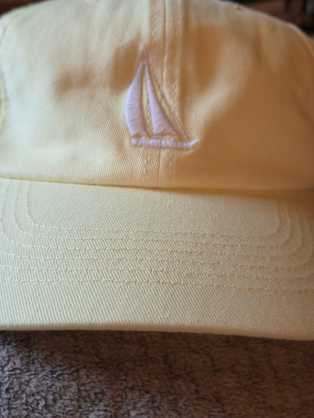 Spartina 449 Pale Yellow Ball Cap with White Sailboat Embroidery